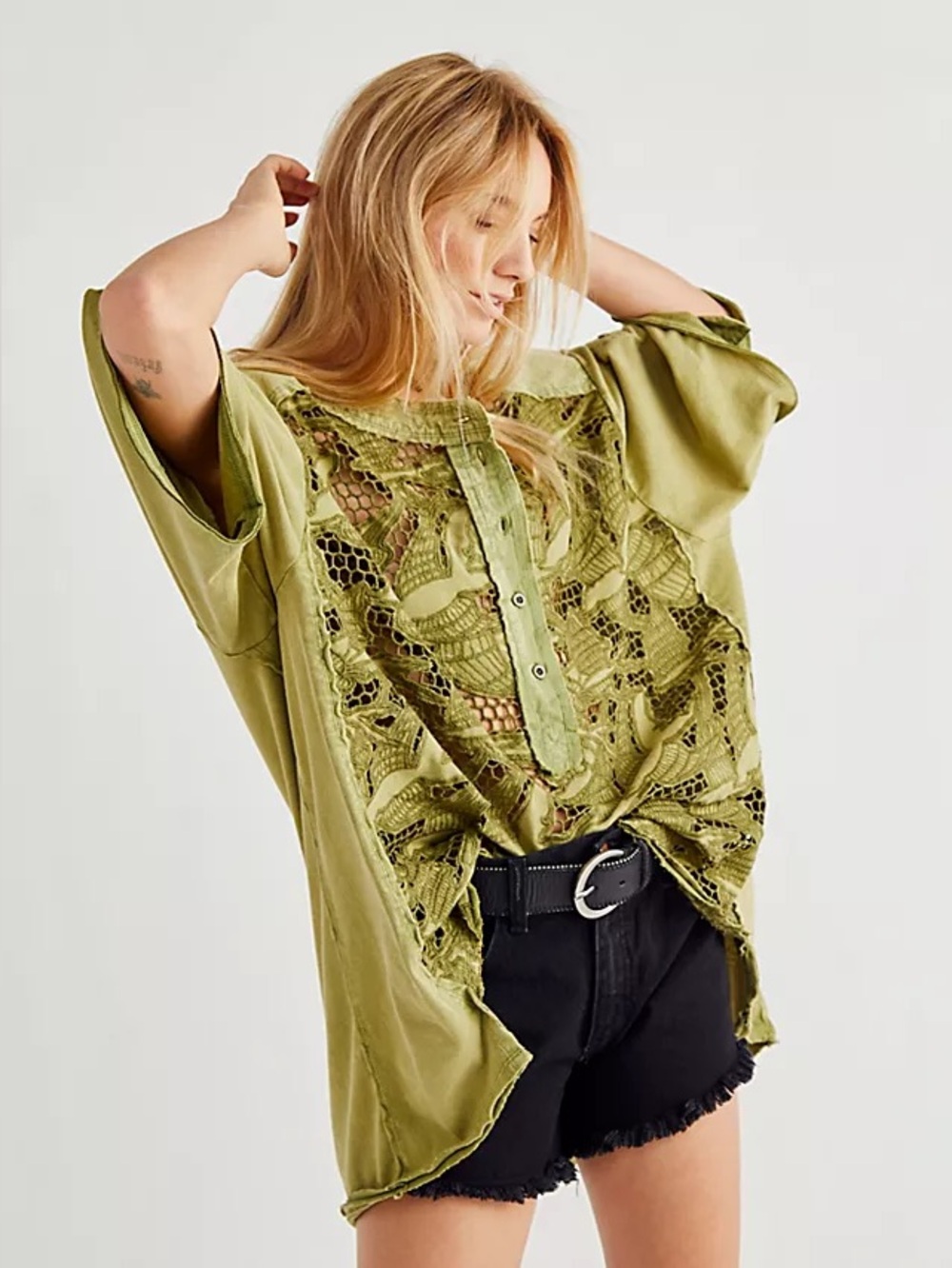 We The Free Green Boho Fly Away With Me Tee - Free People
